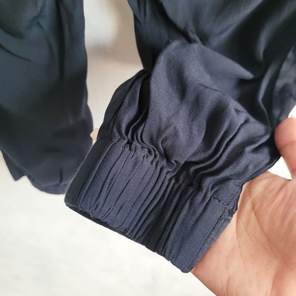 H&M Cropped Jogger Trouser Slinky Pants in Navy Blue Size Medium - Picture 5 of 8